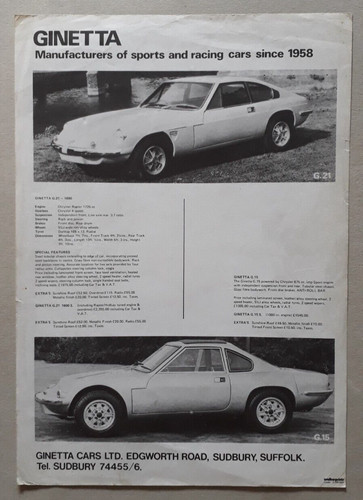 Ginetta g15 g21 brochure - ginetta,